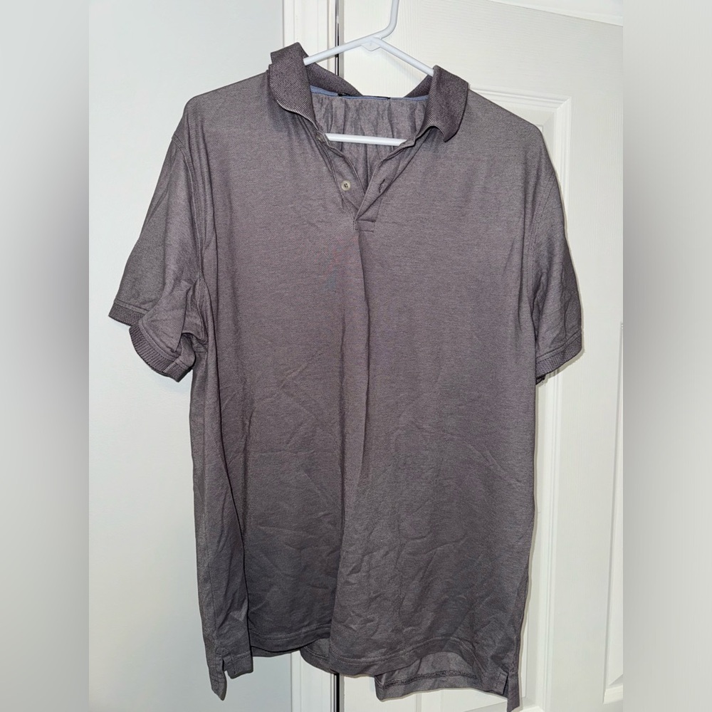Gray Relaxed Fit Polo Shirt with Textured Fabric